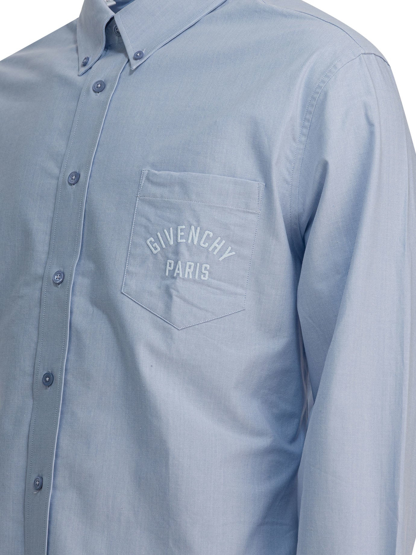 Cotton Shirt With Logo Shirts Light Blue - 4