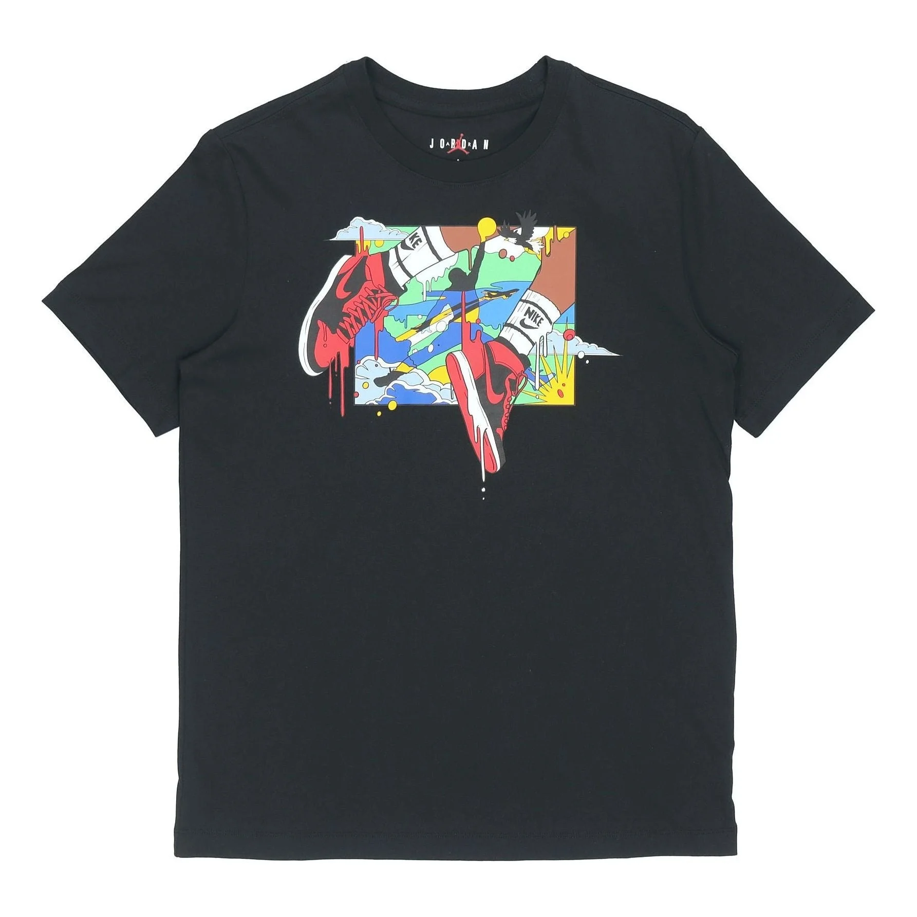 Air Jordan Running Training Casual Round Neck Cartoon Printing Short Sleeve Black DO1927-010 - 1
