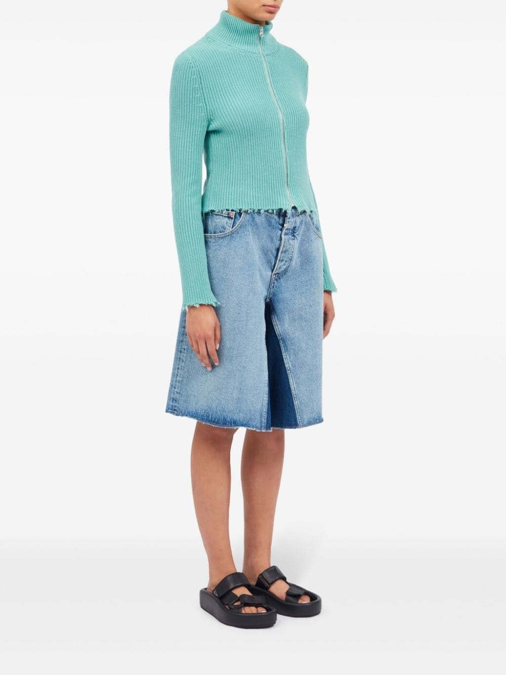 raw-cut cropped cardigan - 3
