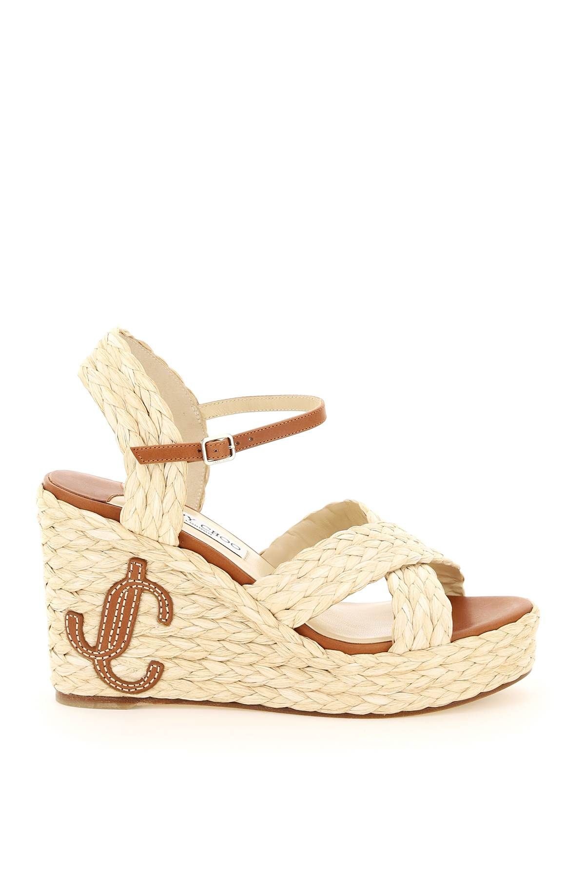 WOVEN RAFFIA DELLENA 100 WEDGE SANDALS - 1