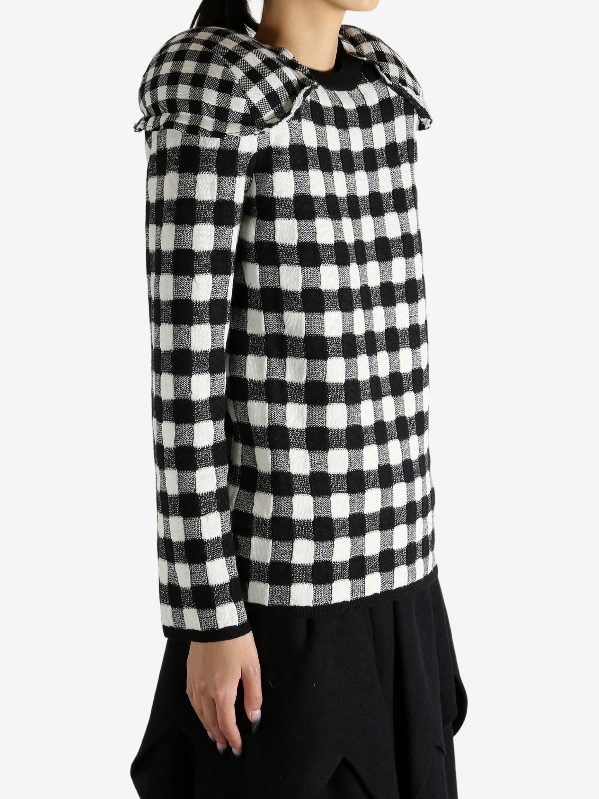 COMME DES GARCONS - Women Black And White Plaid Sweater - 2