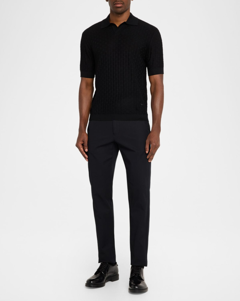 EMPORIO ARMANI Men's Wool Basketweave Knit Polo Sweater outlook