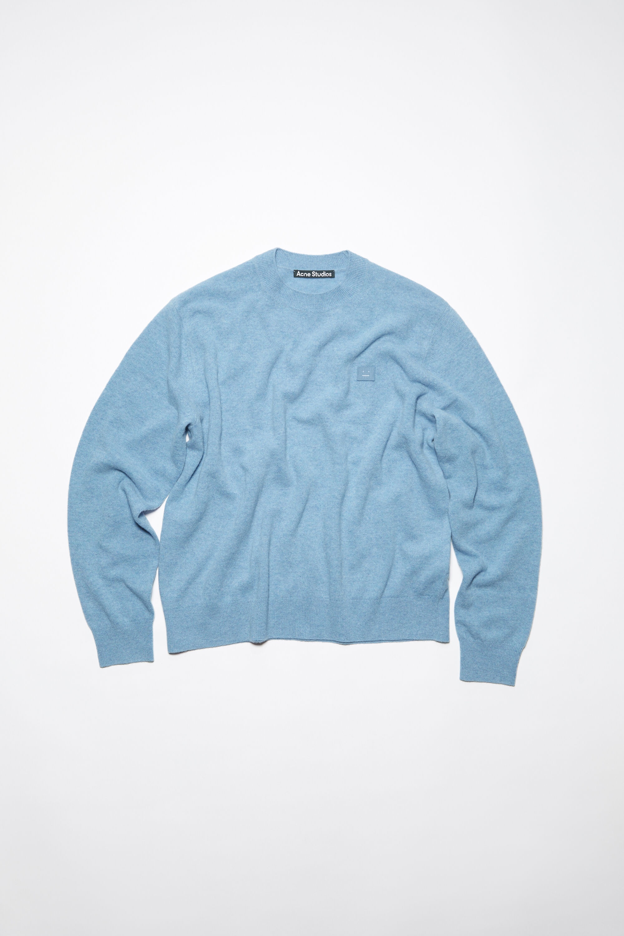 Crew neck knit jumper - Steel blue melange - 1