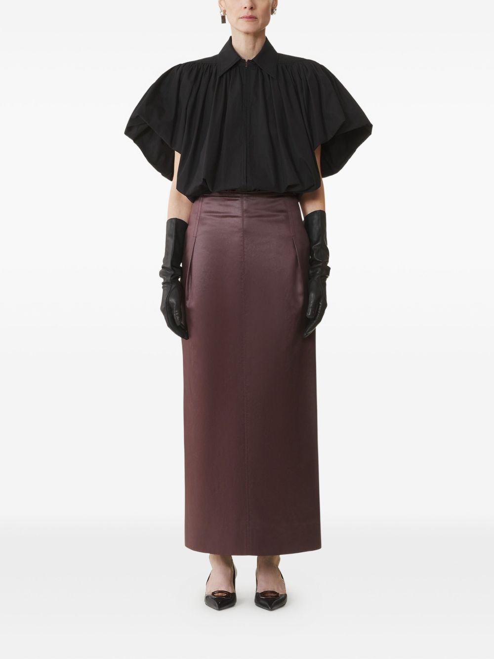 puffed-sleeve zip-front top - 2