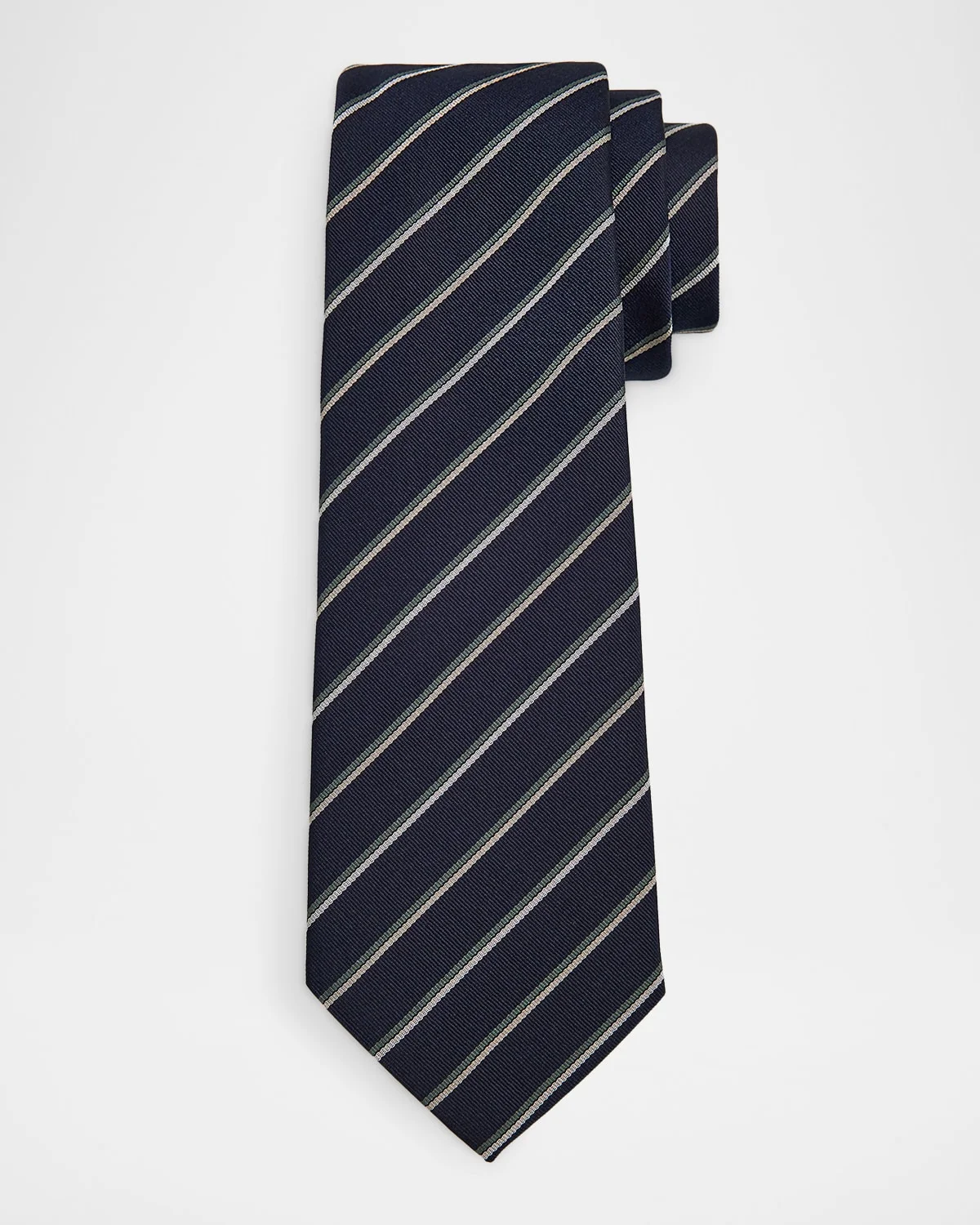 Men's Double Fine-Stripe Silk Tie - 1