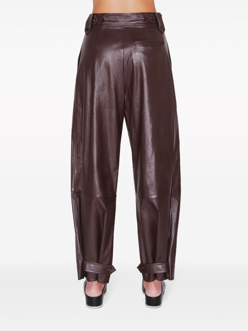 wide-leg lambskin trousers - 5