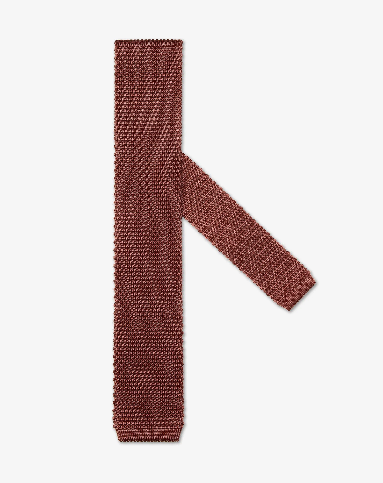 Burnt earth knit tie - 1