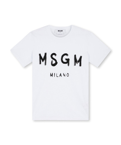 MSGM Cotton T-shirt in solid colour with logo outlook