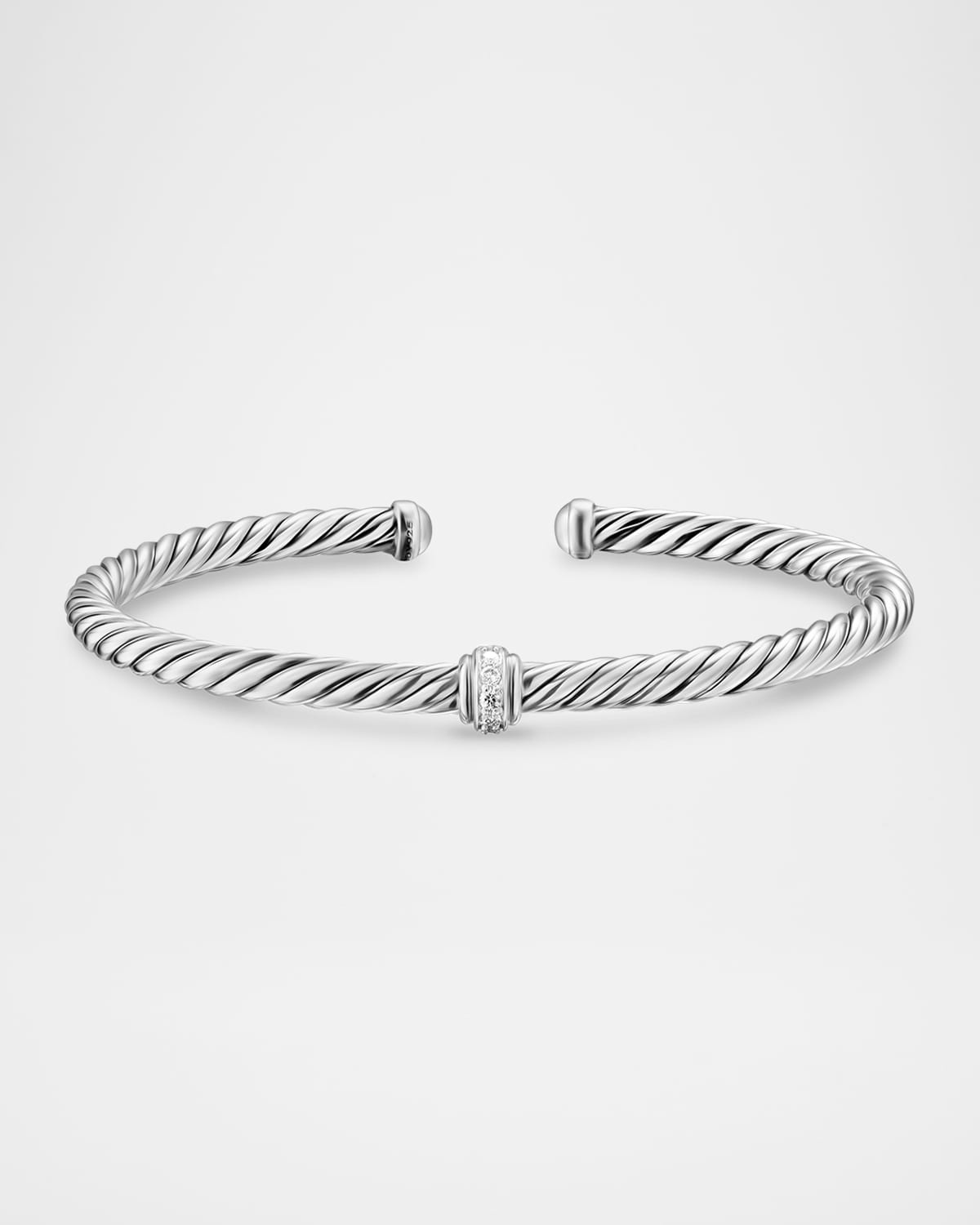 Cable Flex Center Station Bracelet with Diamonds in Silver, 4mm - 5