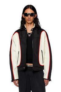 新品　タグ付き　DIESEL ジャンパー　ロゴ　アイボリーマルチカラー　Sサイズ J-BLINK Unisex: 90's Biker jacket in waterproof nylon | Diesel