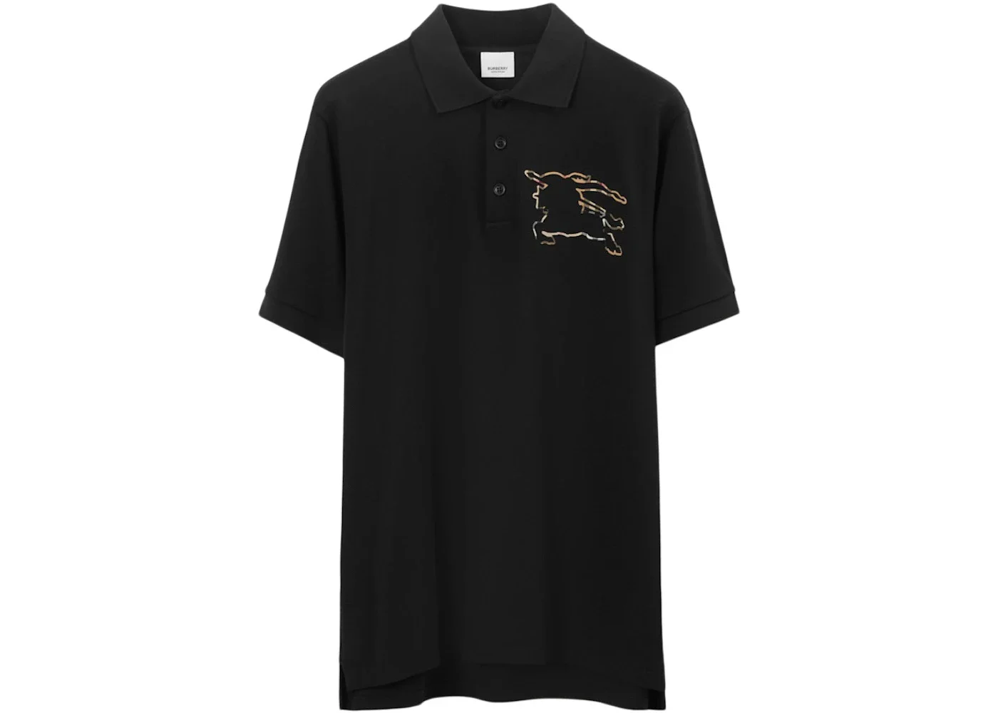 Burberry Check EKD Cotton Pique Polo Shirt Black - 1