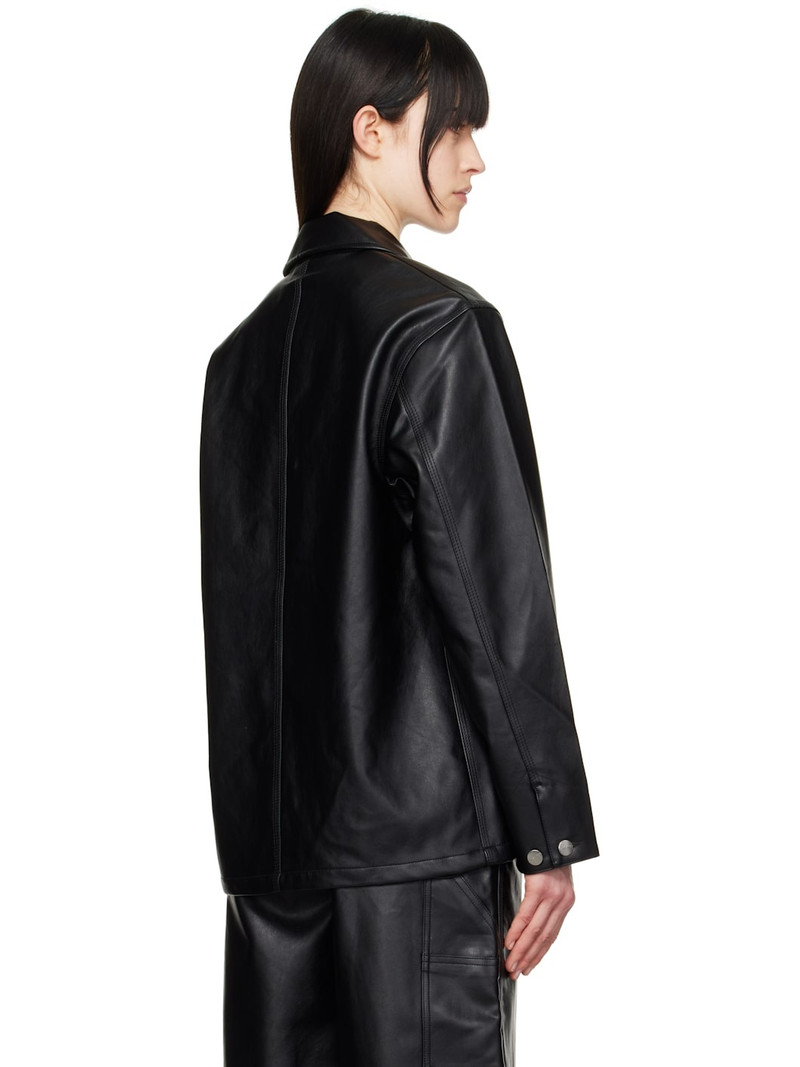 Black Michigan Faux-Leather Jacket 3