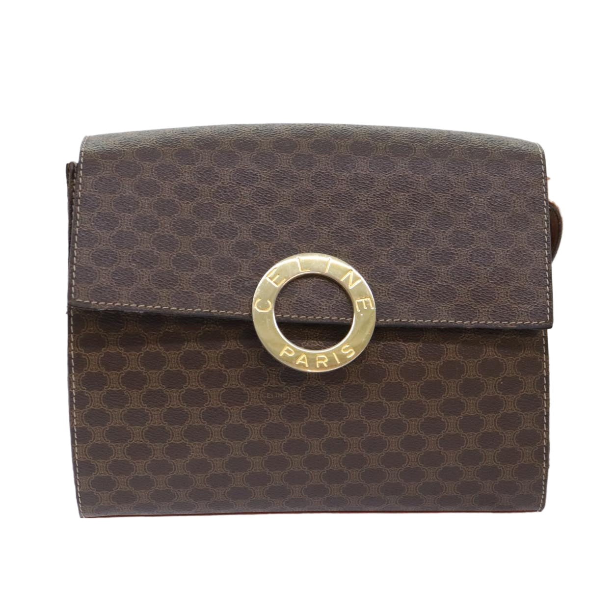 CELINE Macadam Canvas Shoulder Bag Pvc Leather Brown - 13