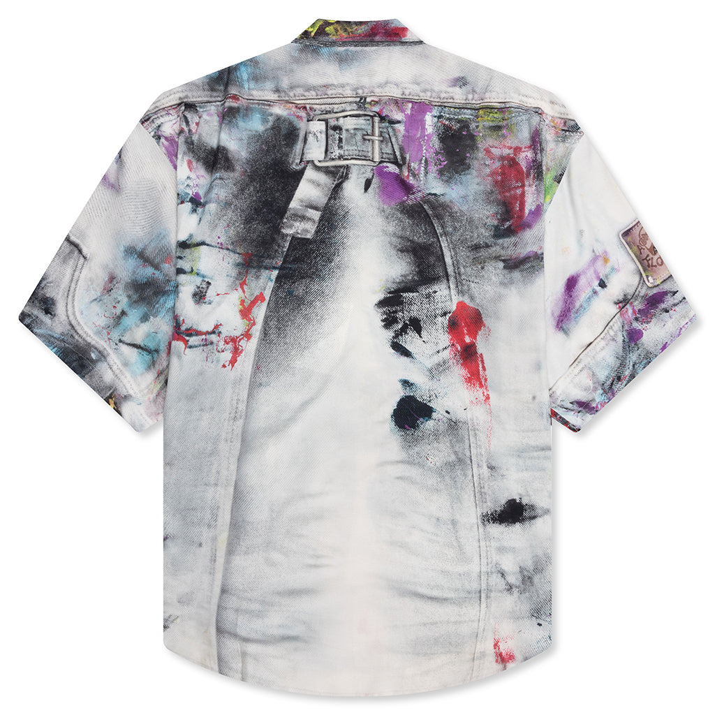 PAINTED TROMPE-L’OEIL PRINT BUTTON UP SHIRT - WHITE/MULTICOLOR - 2