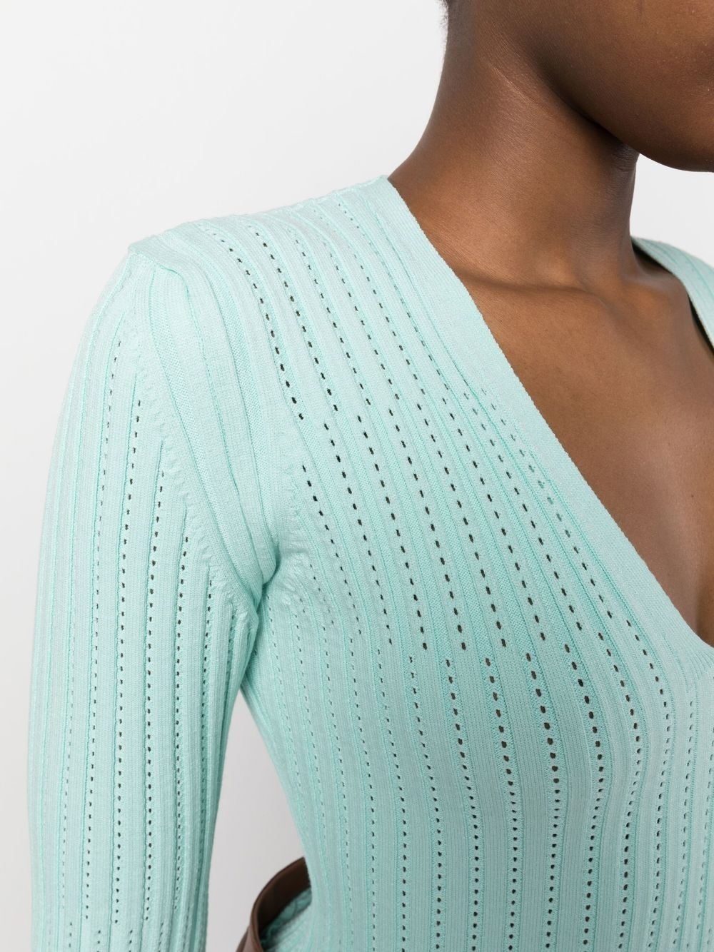 ribbed V-neck long-sleeve top - 5