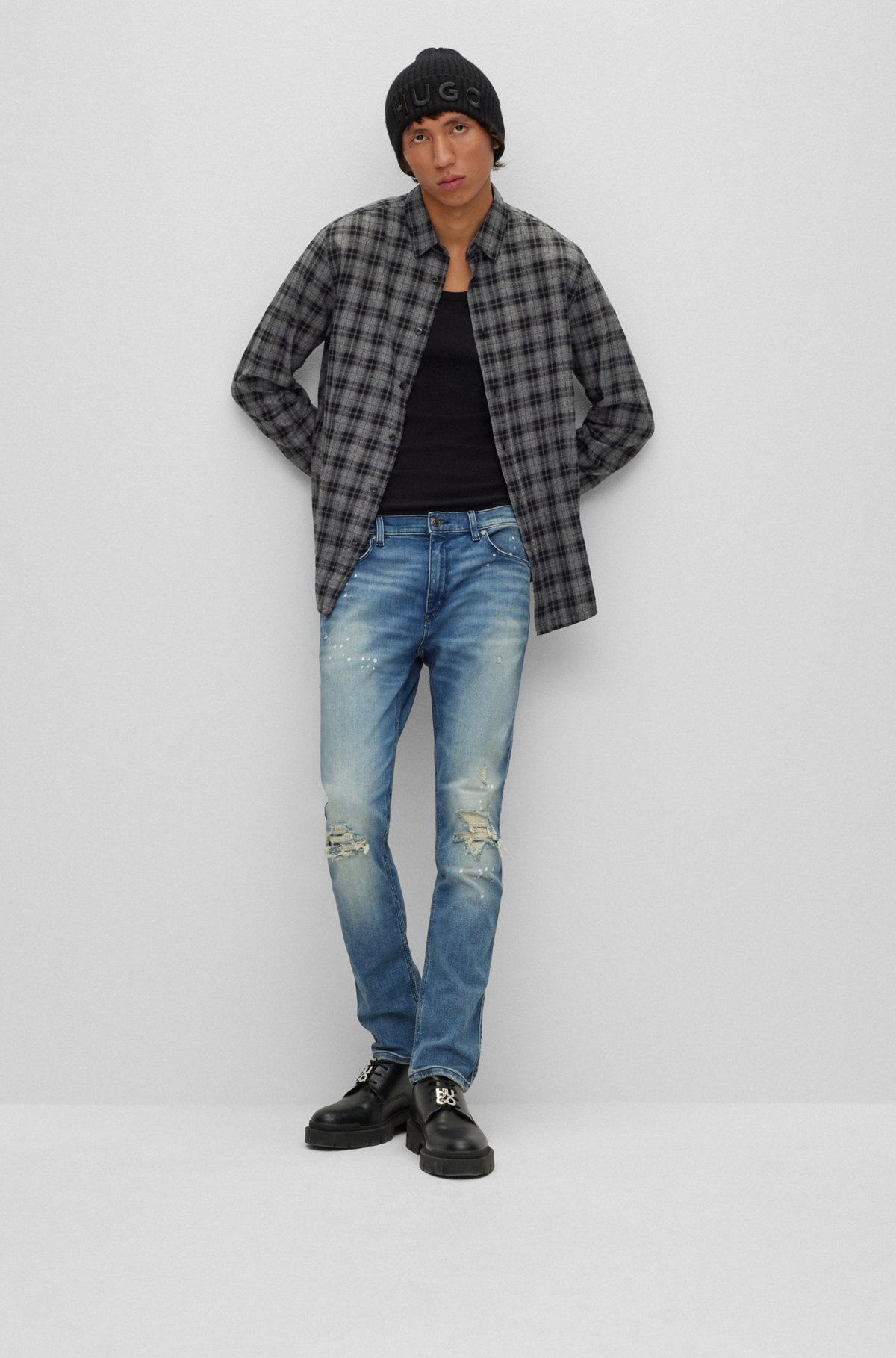 EXTRA-SLIM-FIT JEANS IN BLUE COMFORT-STRETCH DENIM - 3