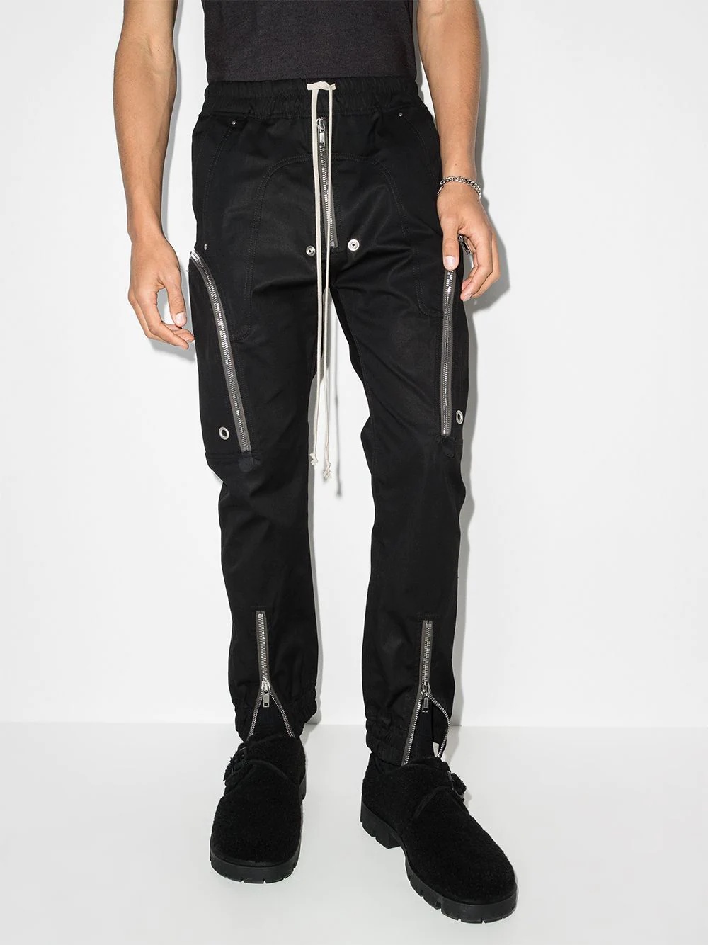 zip-detail tapered trousers - 2