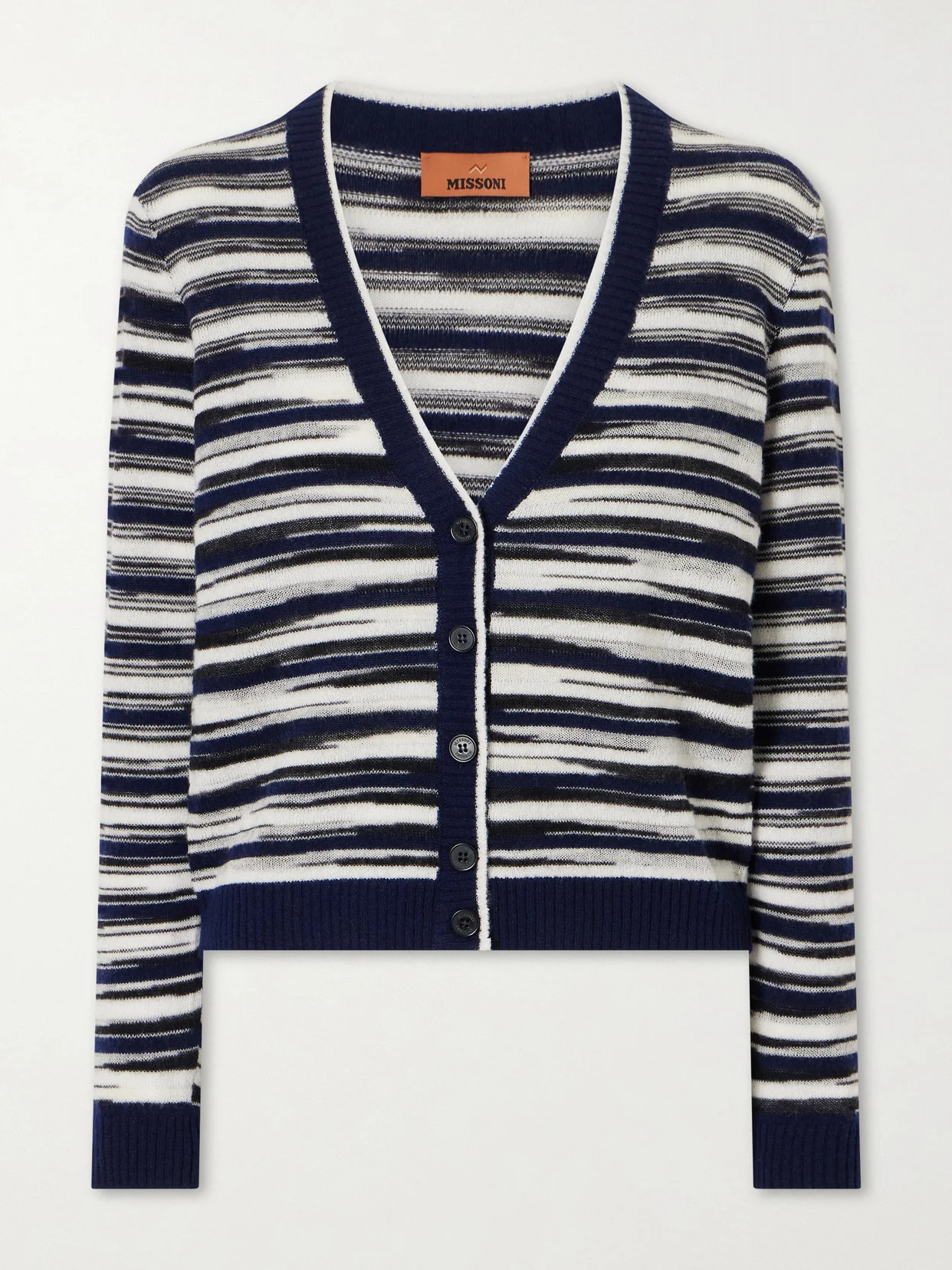 Striped Cashmere And Wool-blend Cardigan - 1