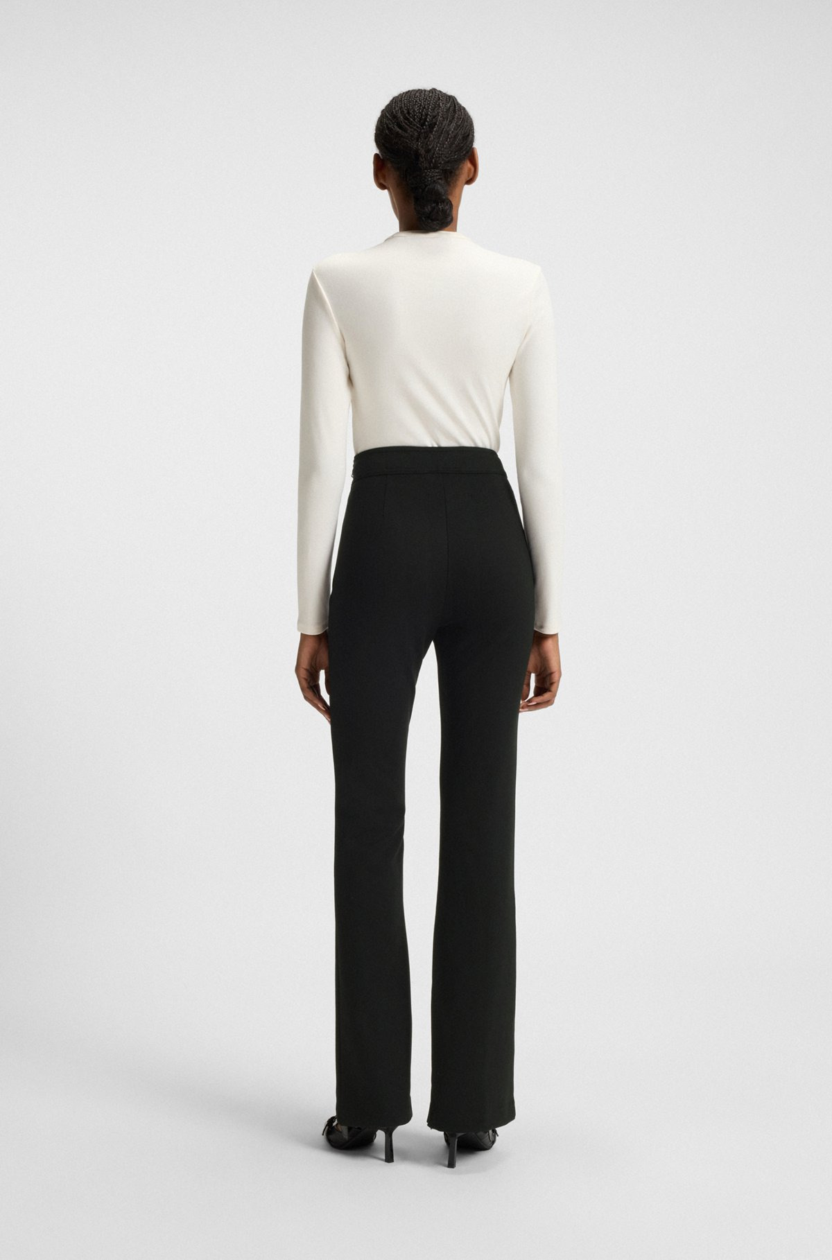 FLARED TROUSERS IN PUNTO MILANO JERSEY WITH FRONT SEAM - 4