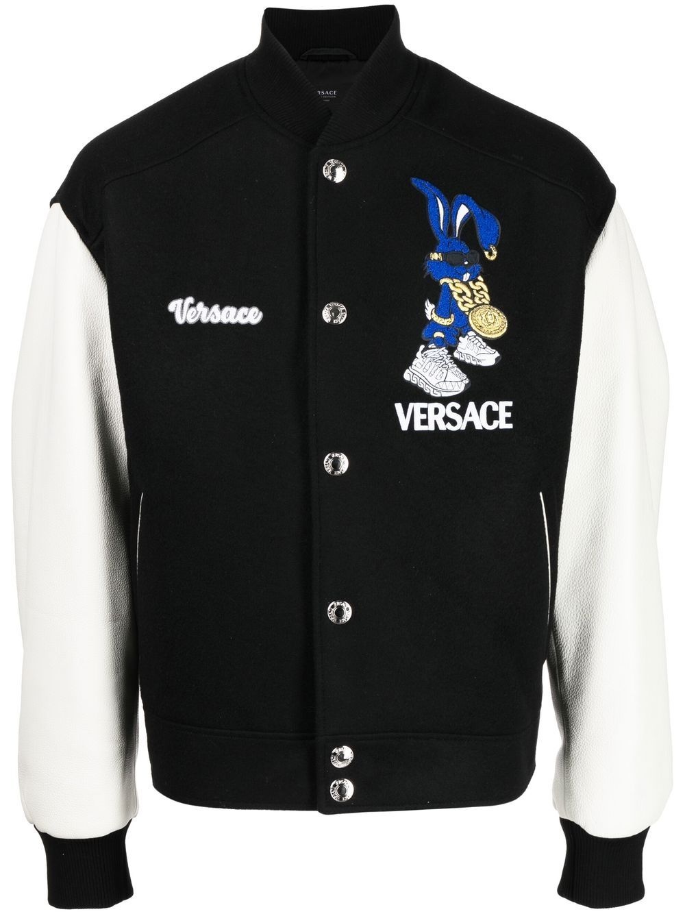 wool logo-embroidered bomber jacket - 1