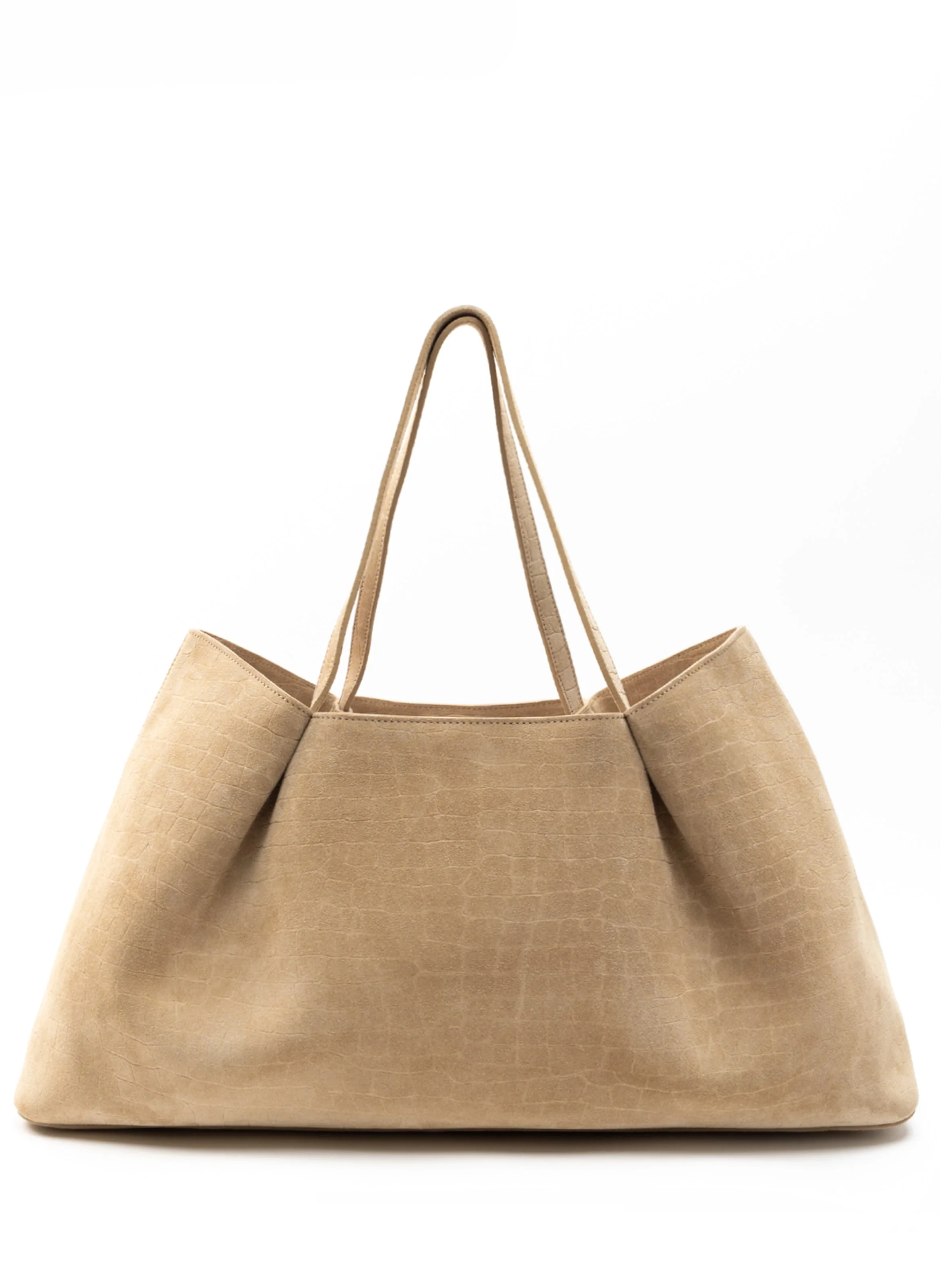 Dimple Tote Croco Suede Beige - 1