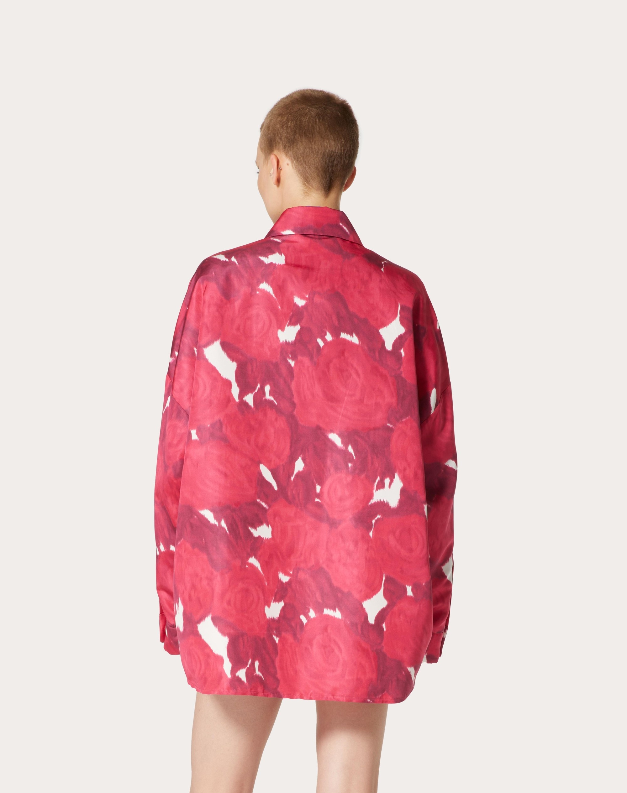 VALENTINO ROSE MOIRE' FAILLE PEA COAT - 4