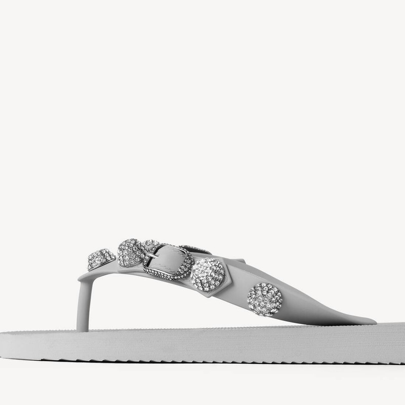 BALENCIAGA Women's Cagole Thong Sandal in Balenciaga Grey/crystal outlook