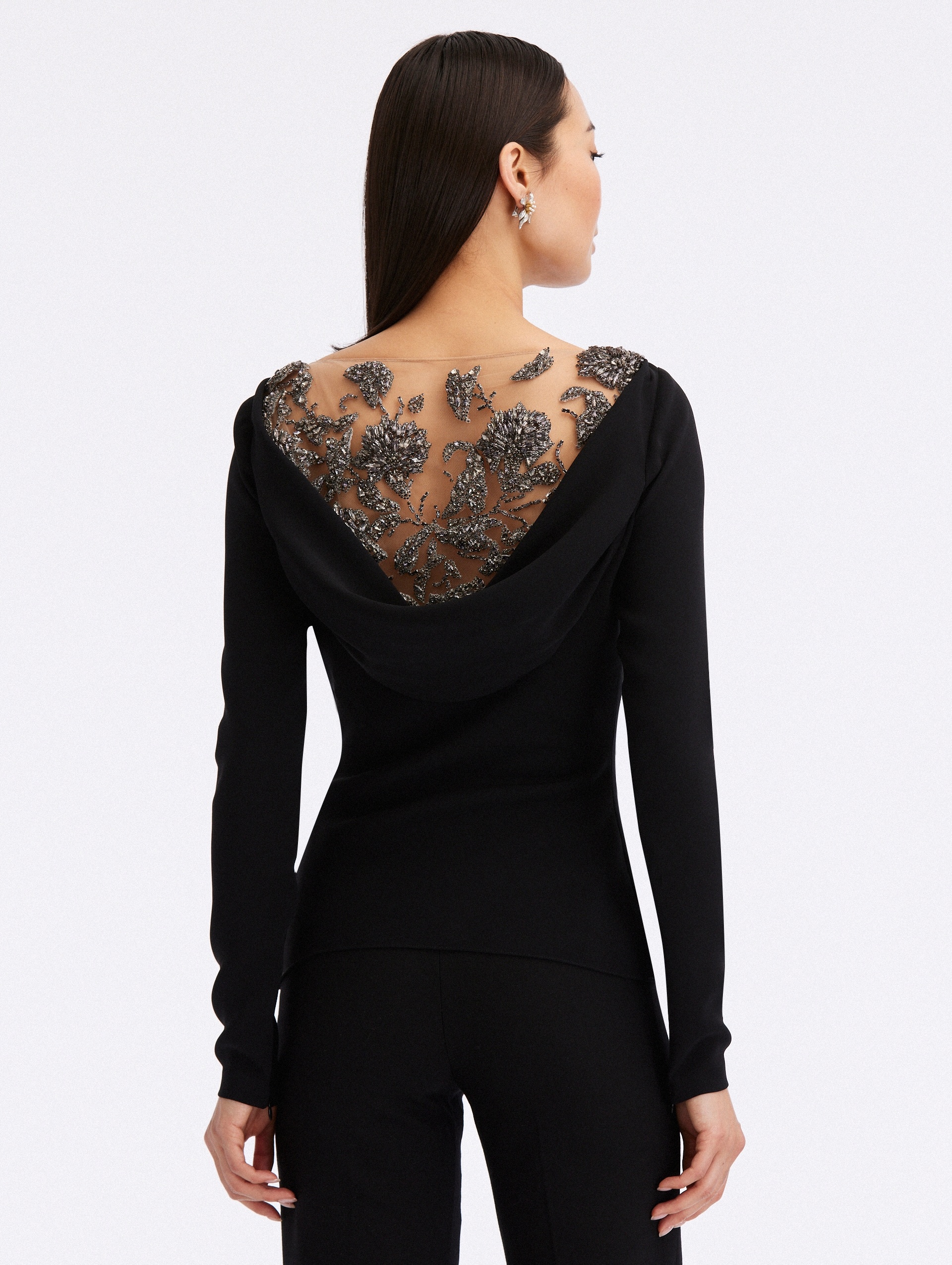 MORNING GLORY CRYSTAL COWL NECK BLOUSE - 3