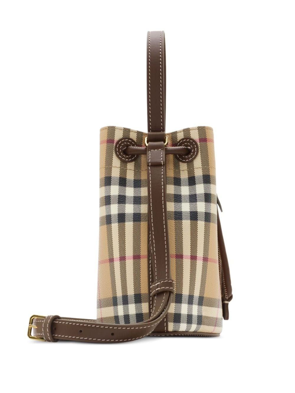 checked mini bucket bag - 6