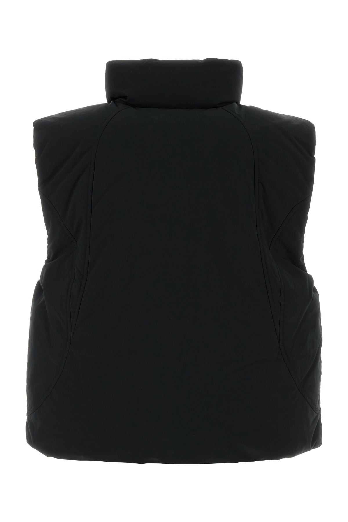Black polyester blend sleeveless down jacket - 2