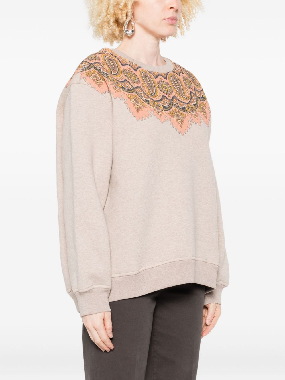 paisley-details crew-neck sweatshirt - 3