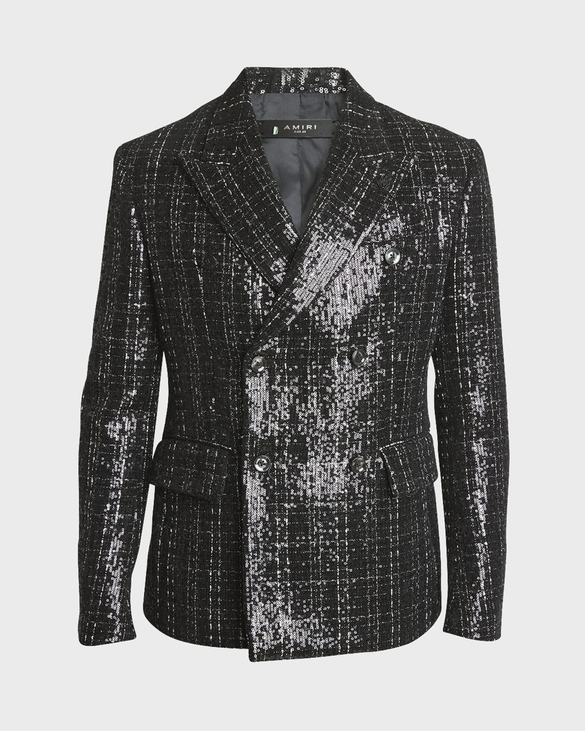 Men's Sequined Boucle Double-Breasted Blazer - 1