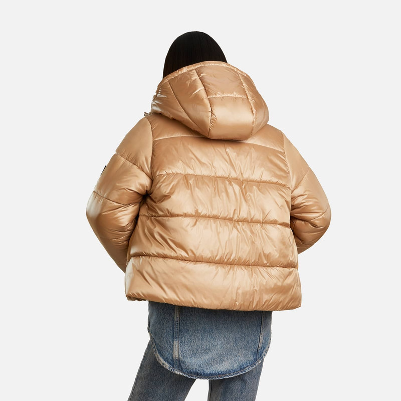 Bimaterial Quilted Jacket Beige 5