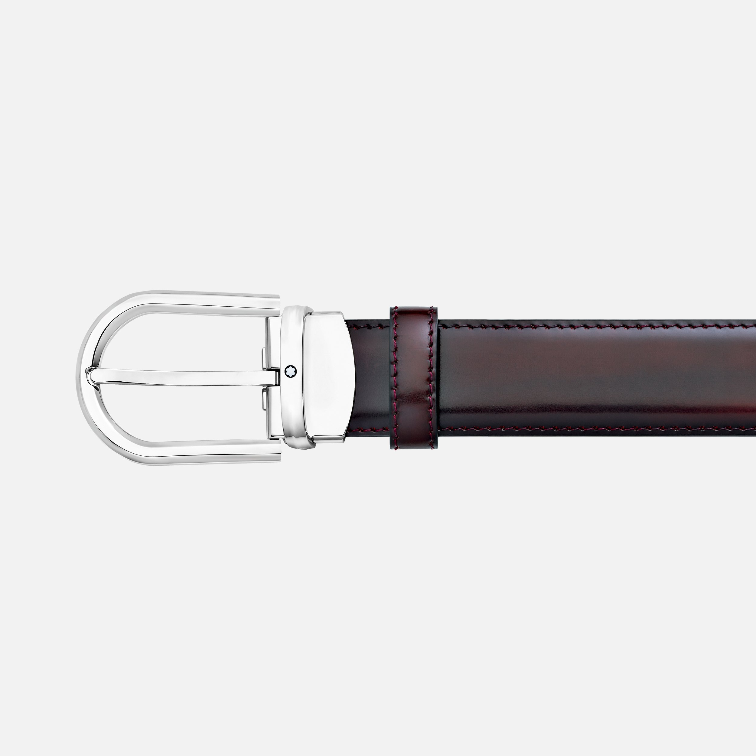 Horseshoe buckle burgundy 30 mm leather belt - 2