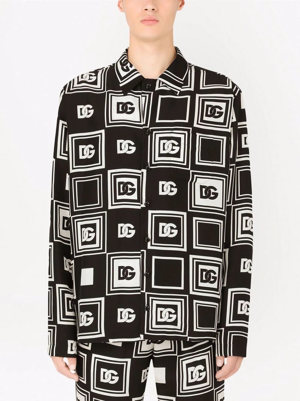 geometric-logo print silk shirt - 3