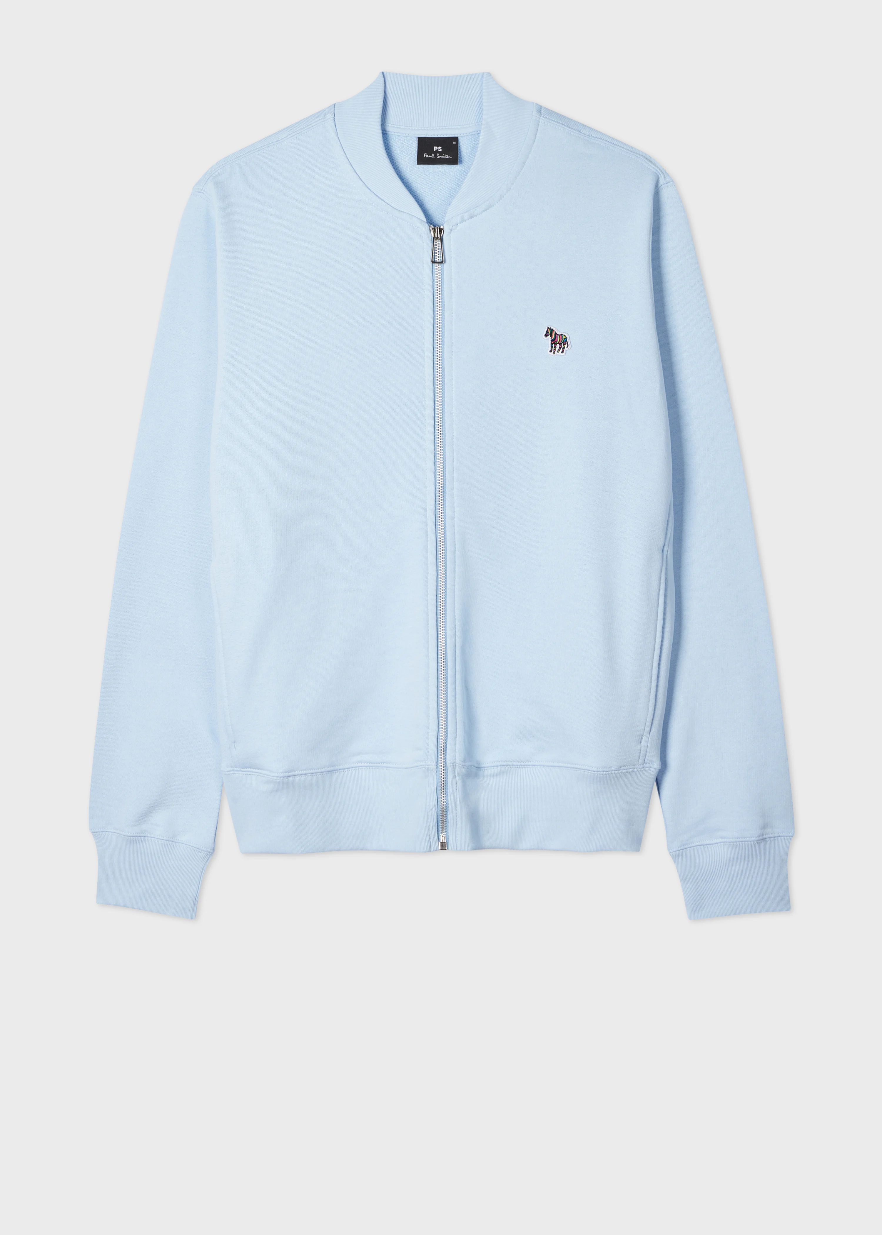 Pale Blue Zebra Logo Organic Cotton Bomber Jacket - 1