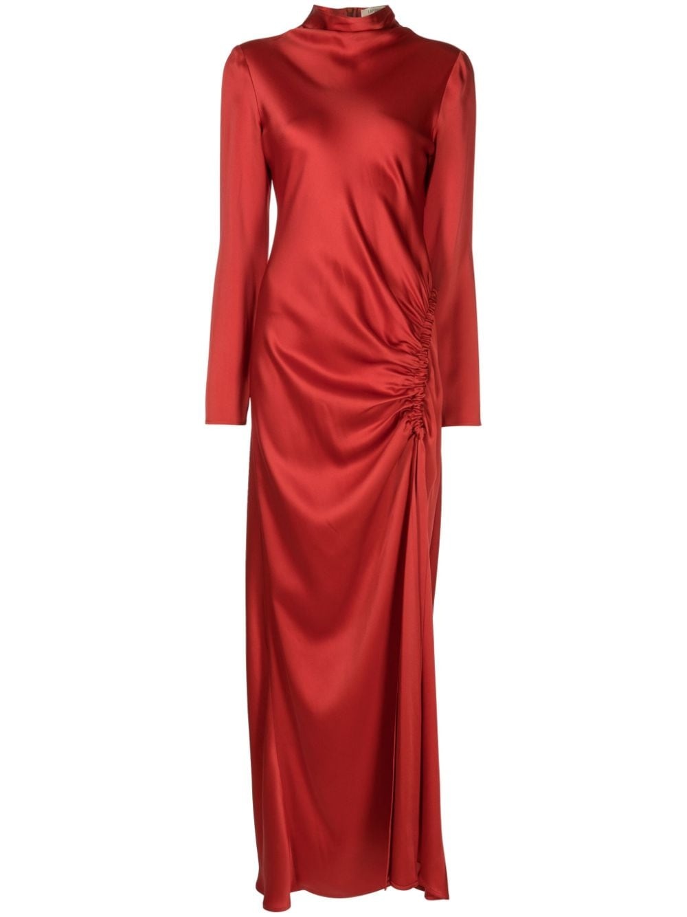 ruched-detail satin gown - 1