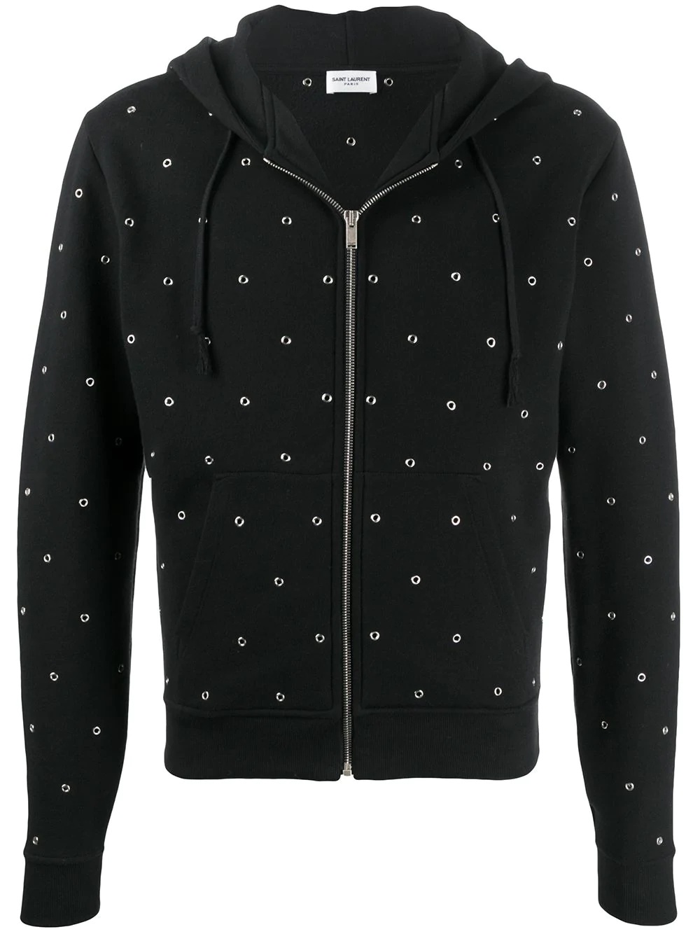 eyelet detailed zip-up hoodie - 1