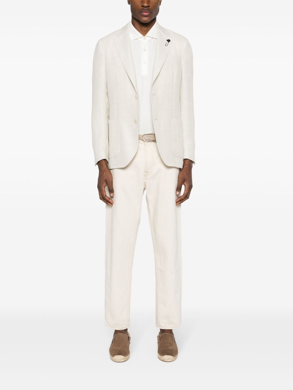 basket-weave single-breasted blazer - 2