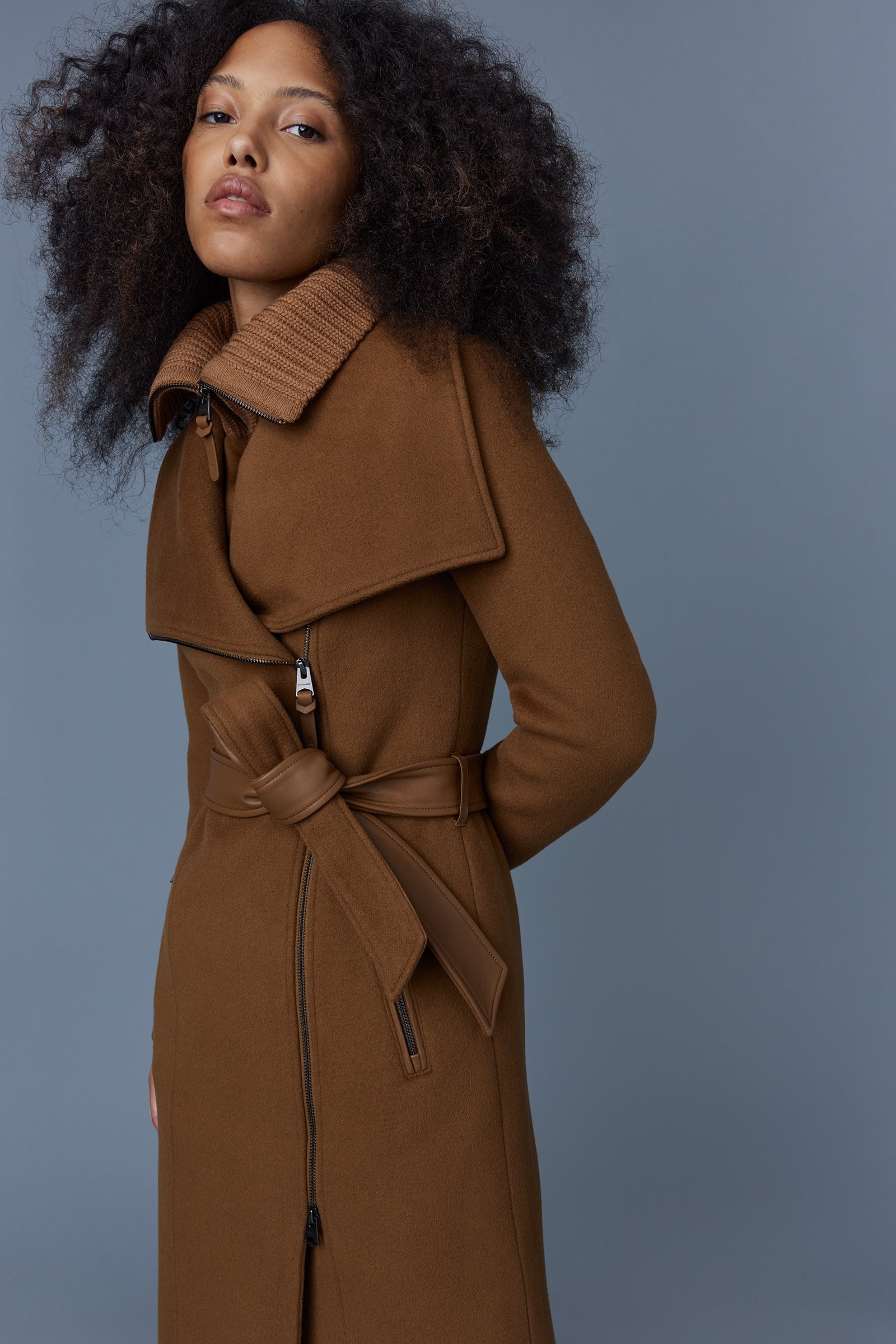 NORI 2-in-1 double face wool coat with sash - 5