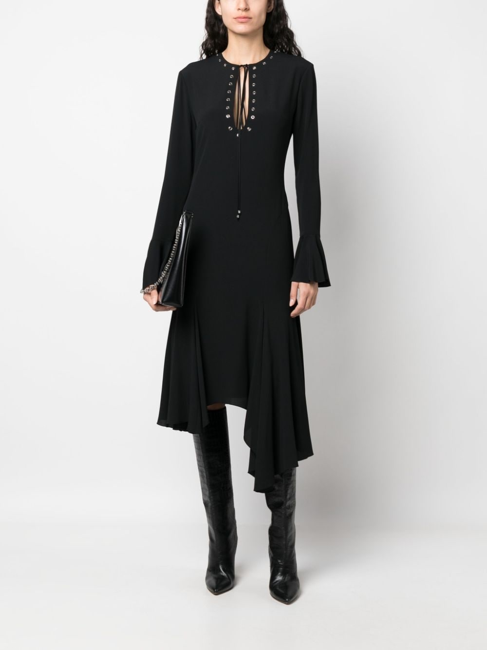 eyelet-detail asymmetric dress - 2