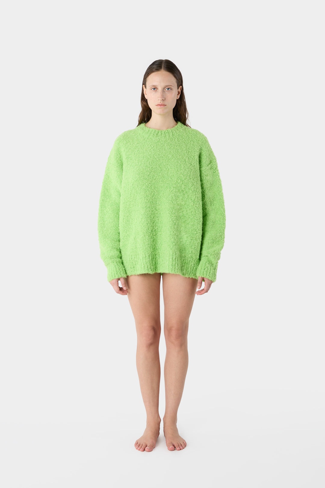 ASTRAKAN ROUND NECK SWEATER / acid green - 4