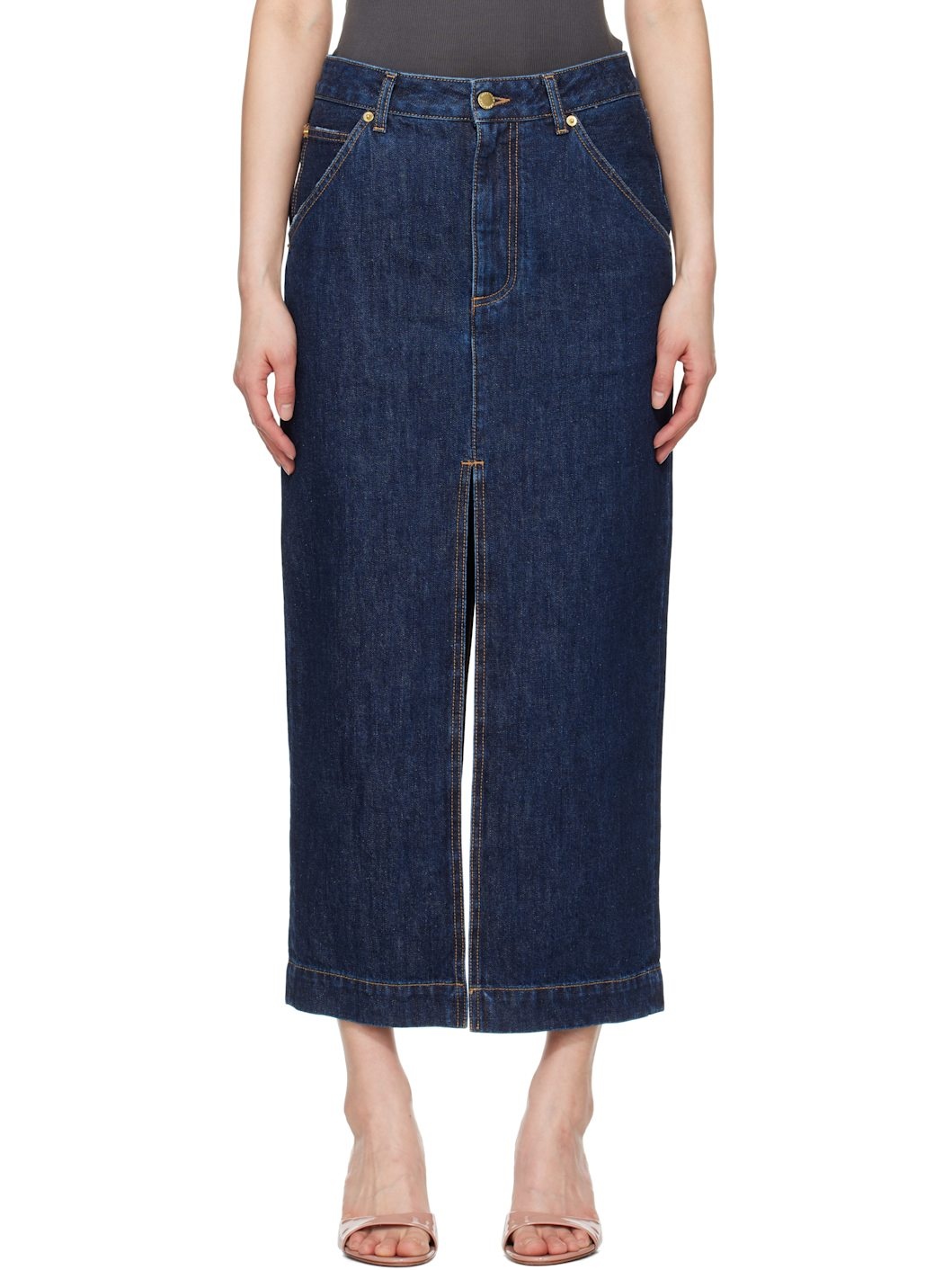 Blue Erika Denim Midi Skirt - 1