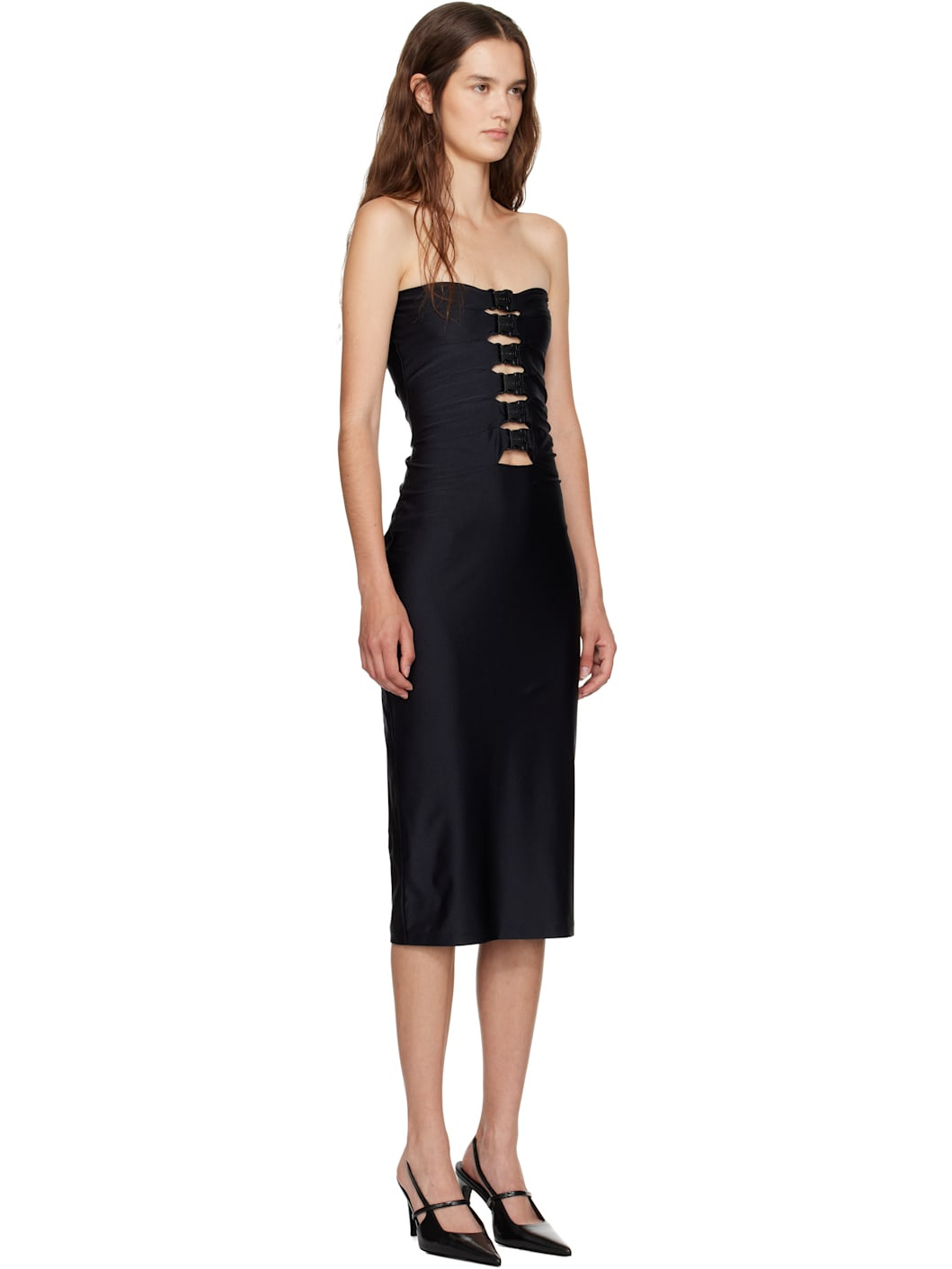 Black Multi Buckle Midi Dress - 2