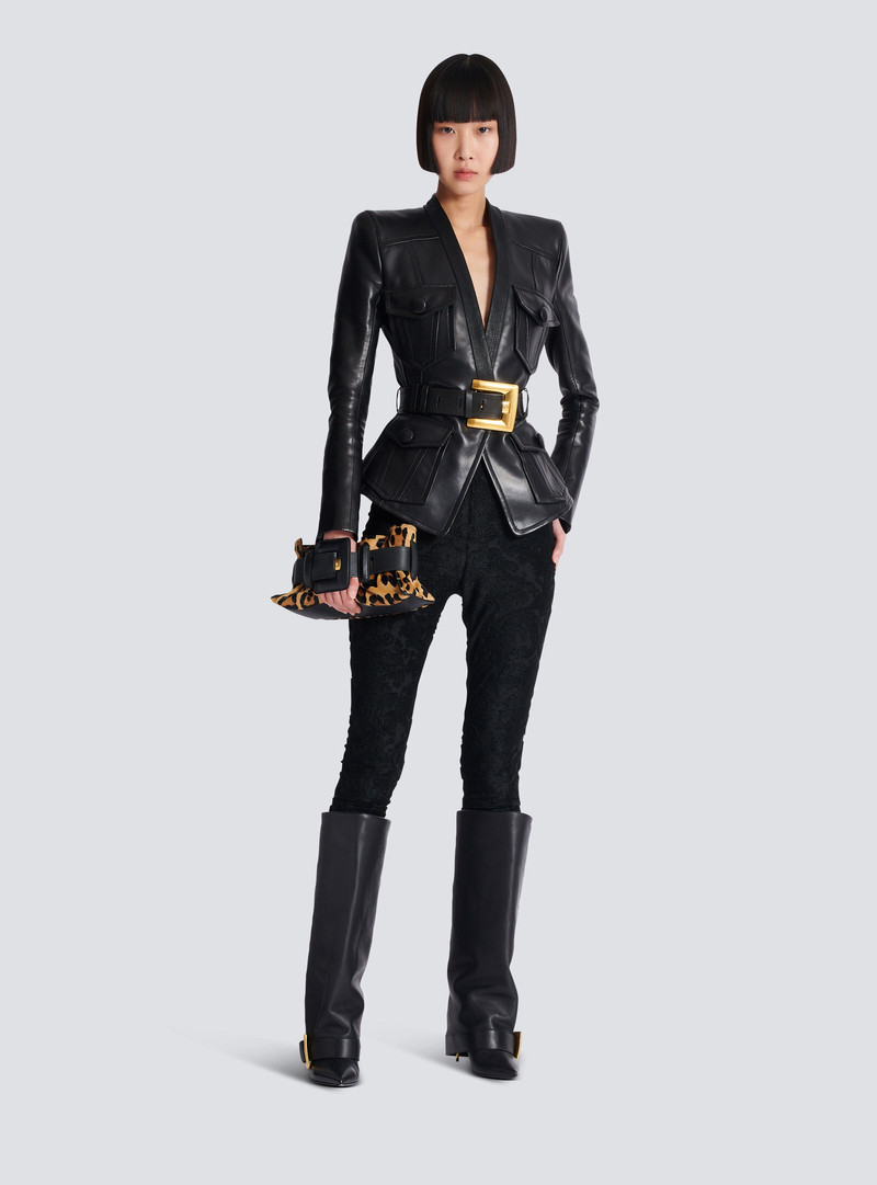Balmain Anthem Mini ponyskin-style leopard print bag outlook