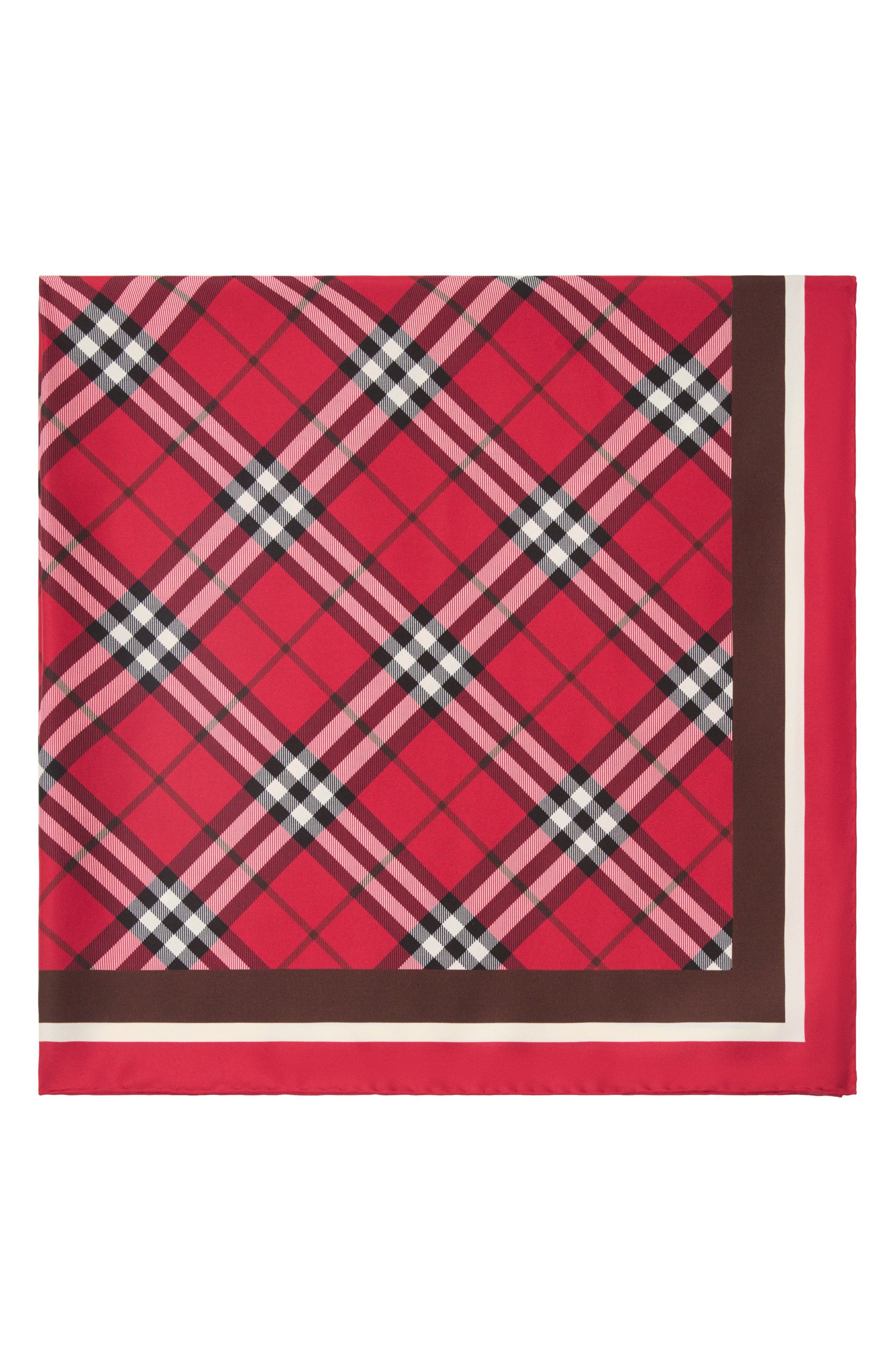 burberry Medium Check EKD Stamp Square Silk Twill Scarf in Post Red at Nordstrom - 2