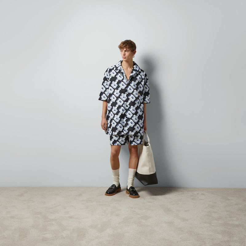 GUCCI 3D glass Horsebit print fabric shorts outlook