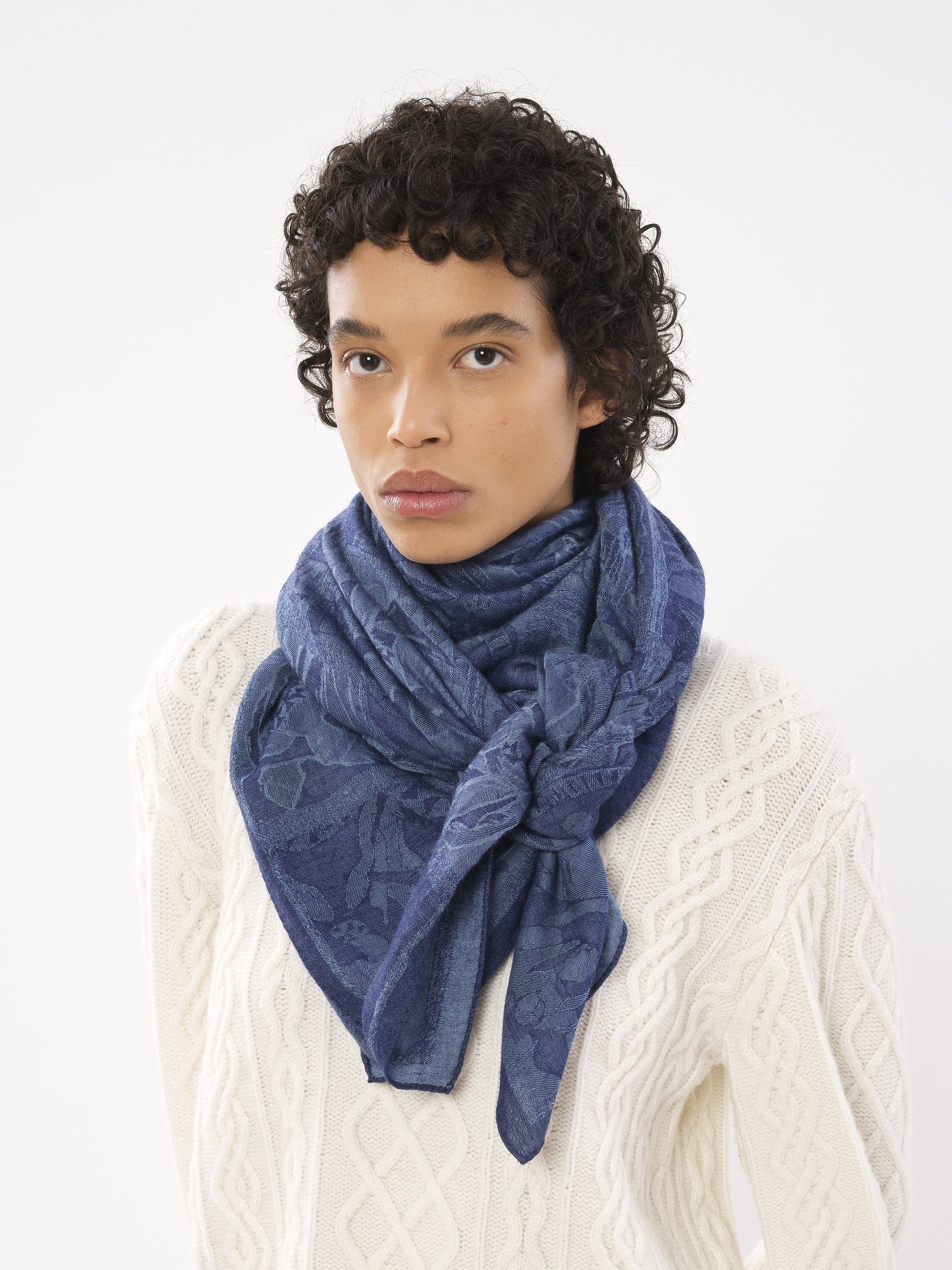 DENIM-EFFECT SQUARE SCARF - 5