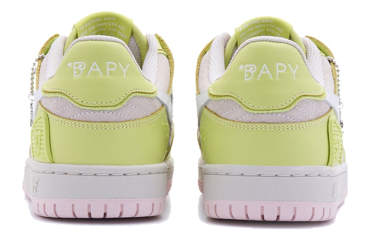 (WMNS) A BATHING APE Sk8 Sta Leather Low 'Yellow Pink' BPYSNSN0098XJ - 4