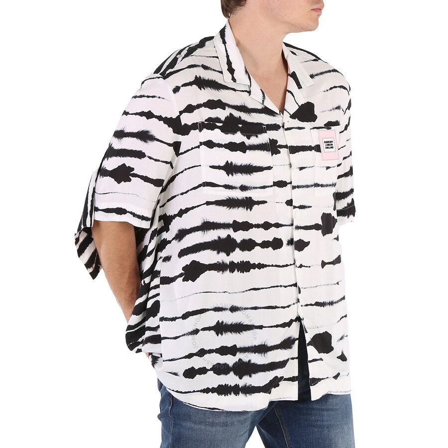 Burberry Cape Detail Short-sleeve Watercolour Print Twill Shirt - 4